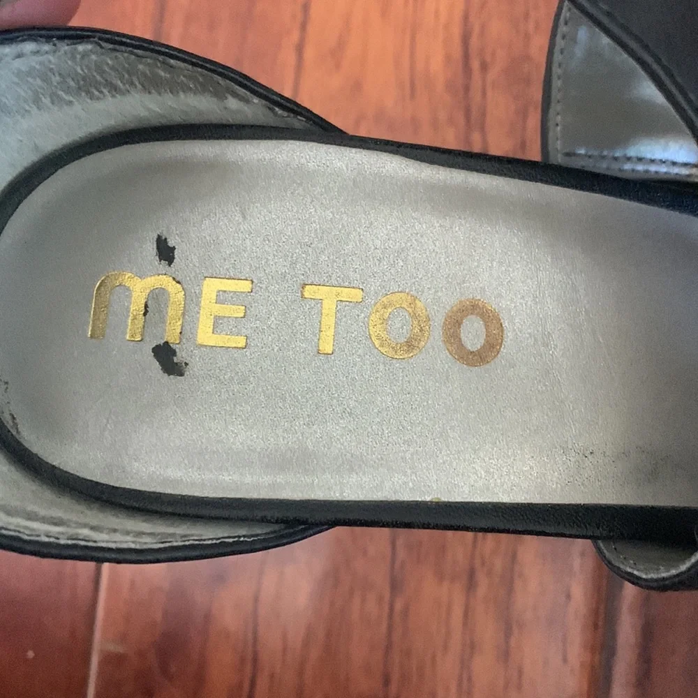 ME TOO Sandals Size 8 Dixie Black Leather Strappy Gladiator High Heel Open Toe